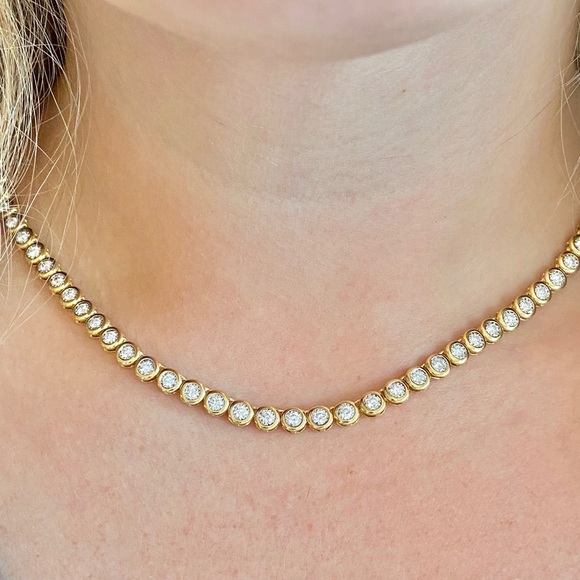 Jewelry - NEW 18k Gold-Plated Round Tennis Necklace– Tarnish Resistant
